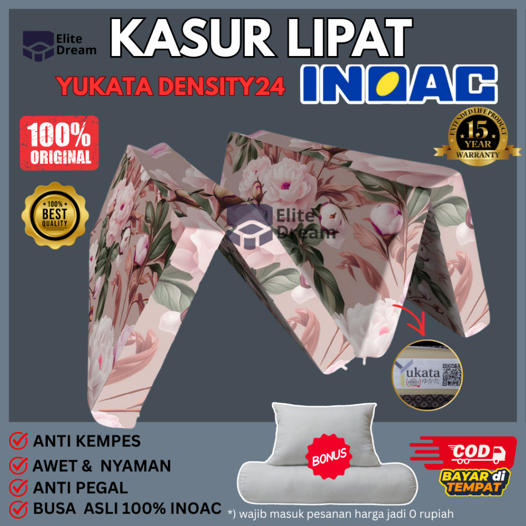 Kasur Lipat Inoac Yukata D24 tebal 5-30cm ANTI KEMPES KASUR INOAC KASUR BUSA INOAC