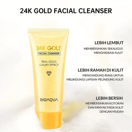 BPOM BIOAQUA FACE WASH 24K GOLD FACIAL CLEANSER PEMBERSIH WAJAH 100ml