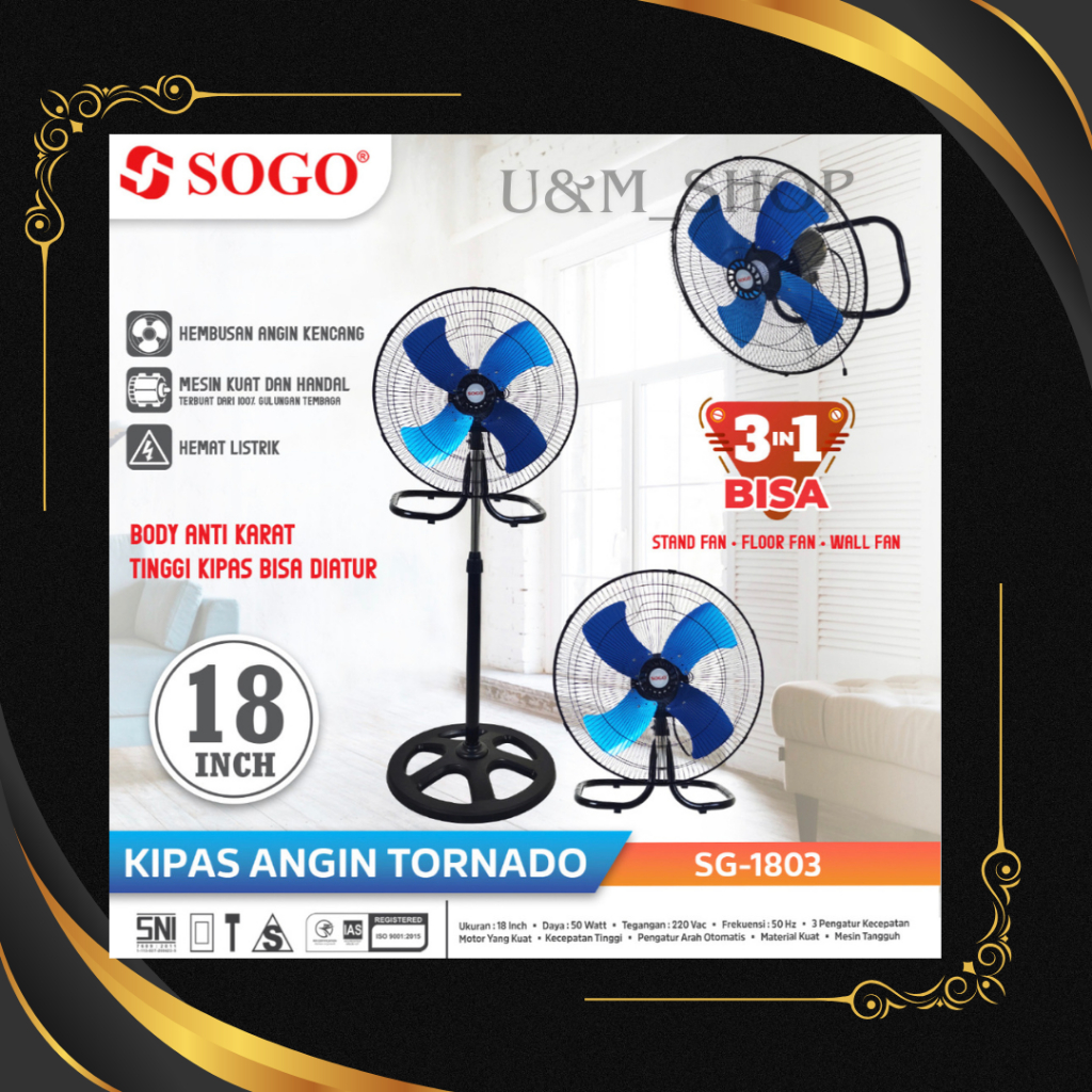 Kipas angin besi tornado Sogo 3in1 18inch (SG-1803)