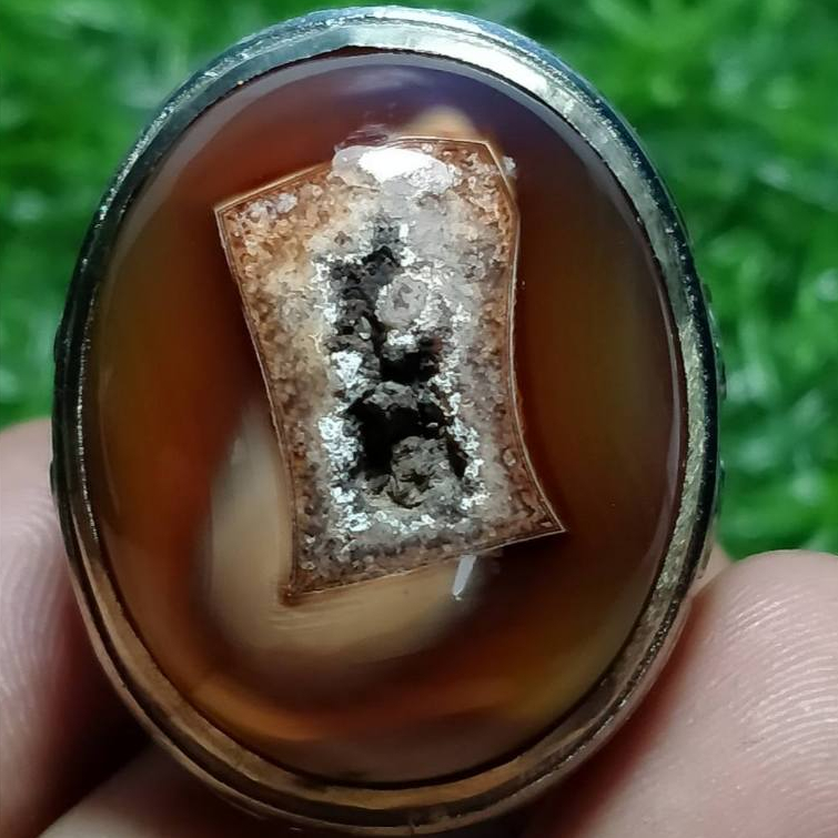 Cincin Batu Akik Natural Motif Gambar Yaman Kotak Peti Karang Laut Super Unik Antik
