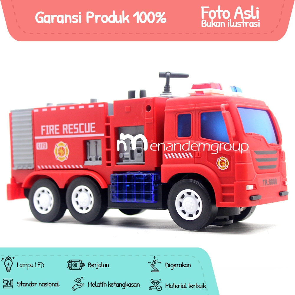 Mainan Edukasi Anak Mobil Mobilan Pemadam Kebakaran Fire Rescue Fire Truck Berjalan LED