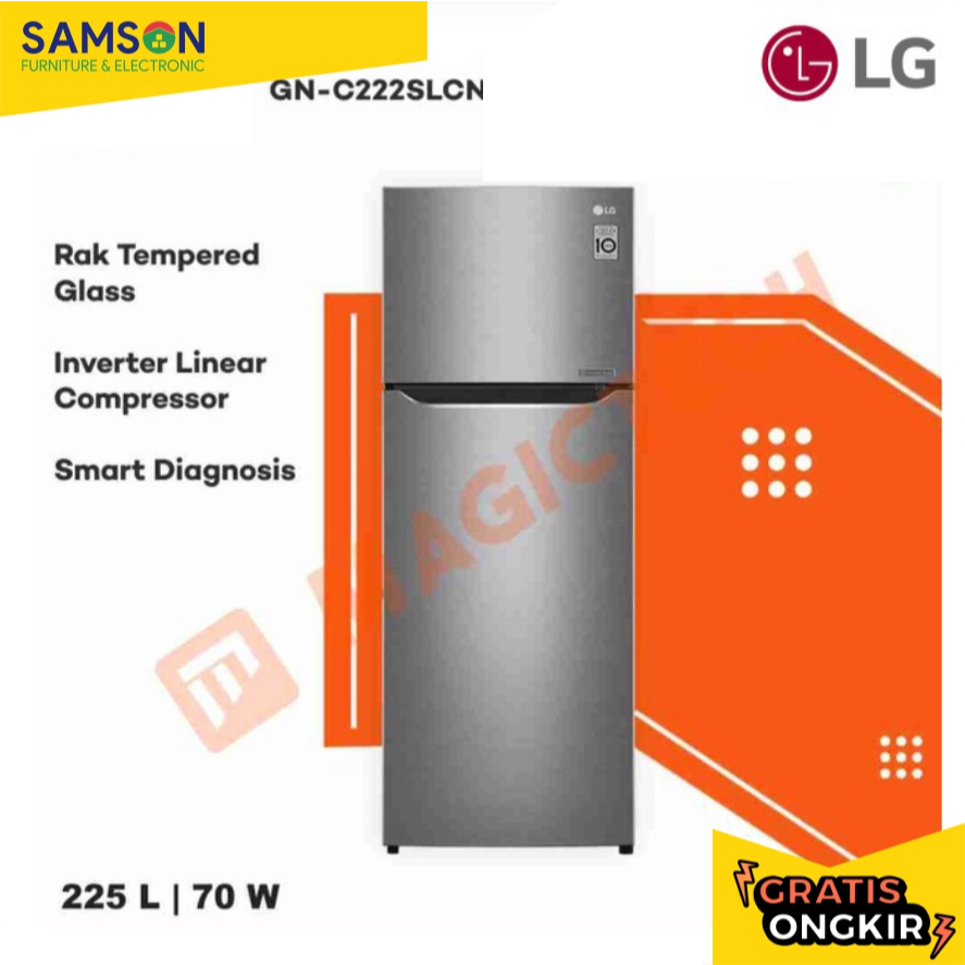 KULKAS LG 2 PINTU GN-C222SLCN INVERTER LINEAR COMPRESSOR 225L