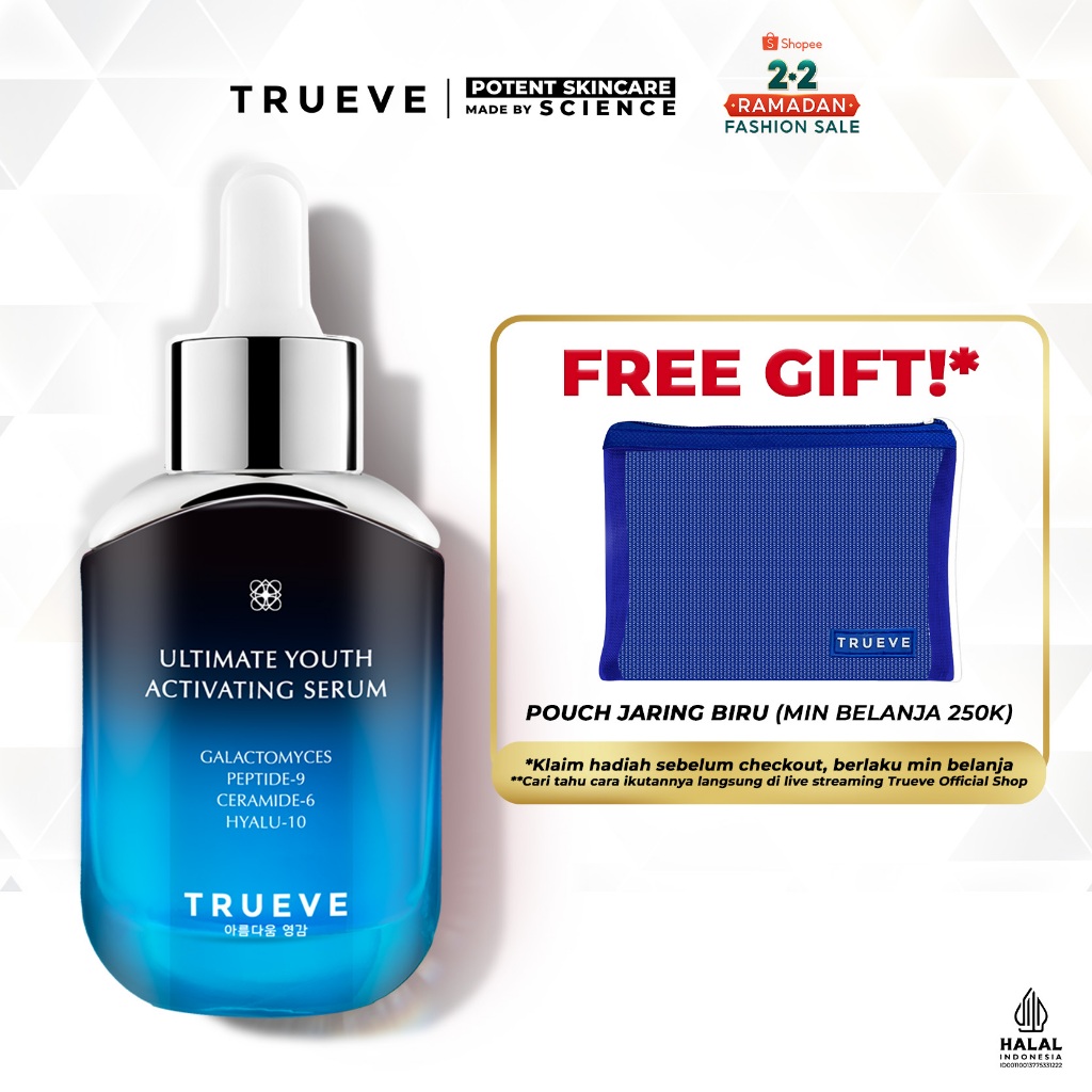 TRUEVE Ultimate Youth of Activating Serum - Anti Aging, Serum Pelembab, Bantu Samarkan Kerutan Melem