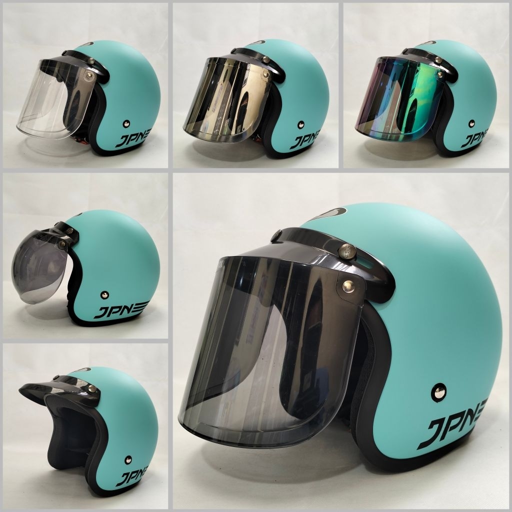 Helm Jpn Retro Warna Sky Blue Dop