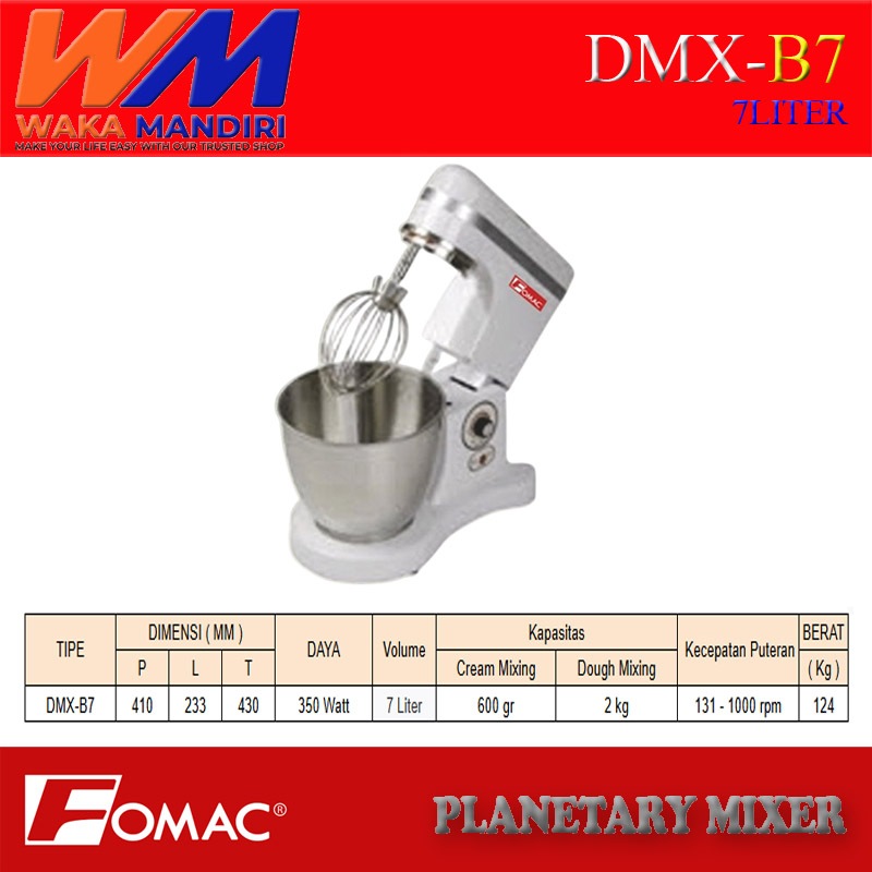 Planetary Mixer FOMAC DMX-B7 7 Liter – Mixer Adonan Roti & Kue