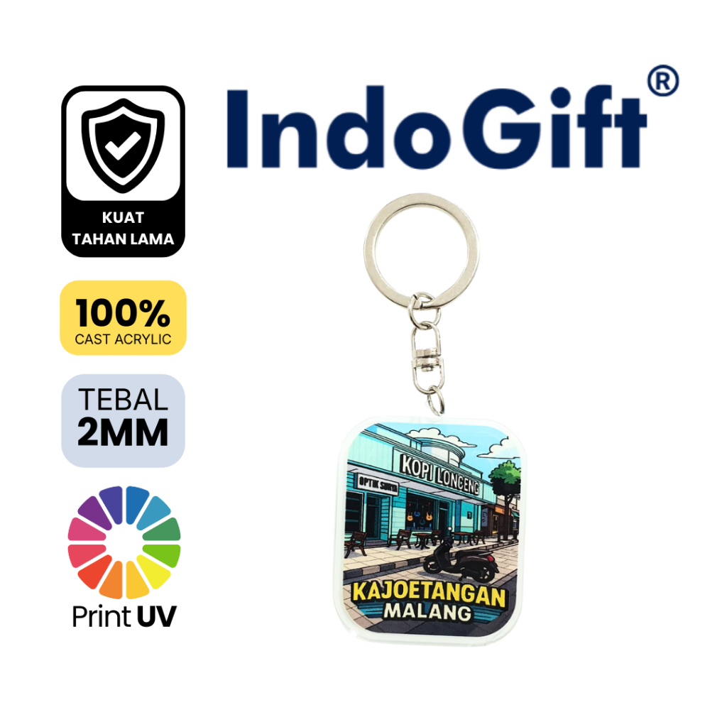 IndoGift Gantungan Kunci Akrilik kopi Lounceng Kajoetangan Tipe 15 Souvenir Oleh Oleh Khas Malang