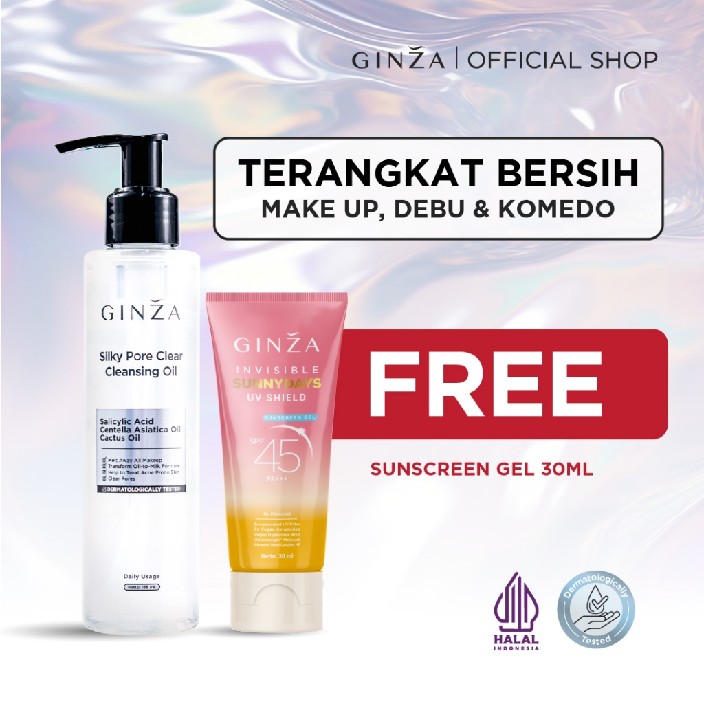 FREE SUNSCREEN 30ML| Ginza Cleansing Oil 155ml | Pembersih Makeup Waterproof & Perawatan Skin Barrie