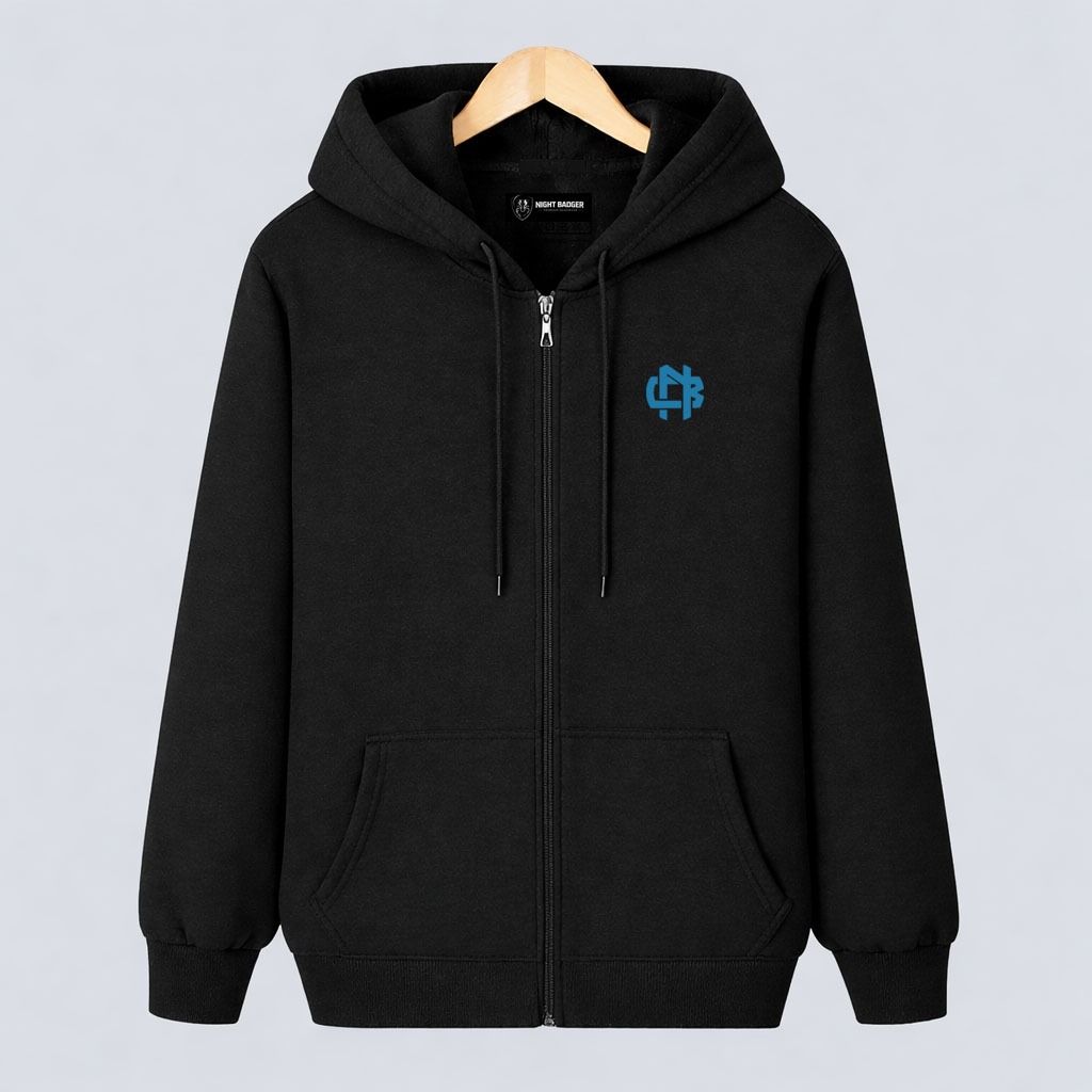 NIGHT BADGER Jaket Pria Wanita Logo NB Sky Blue Putih Size M-XXL Unisex