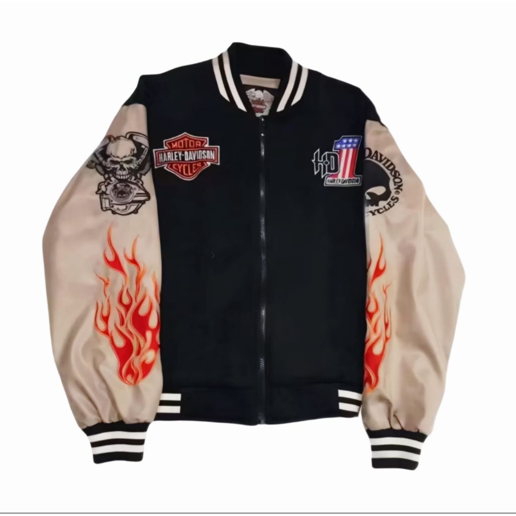 Jaket Varsity Harley-Davidson Genuine Flameskull