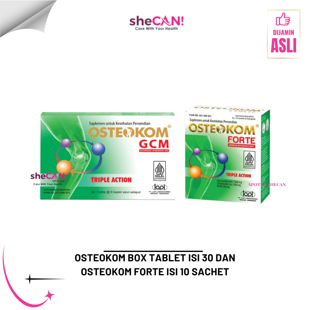 Osteokom Box tablet isi 30 dan Osteokom Forte isi 10 sachet