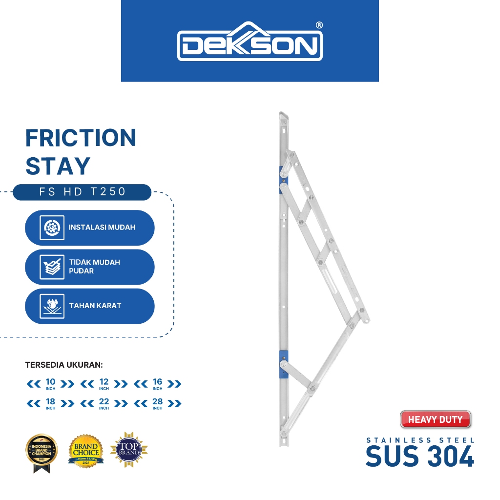 DEKKSON Friction Stay Heavy Duty Engsel Casement FS HD SUS 304 T250