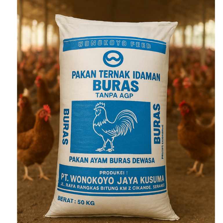 Pakan Ayam Buras Grower Komplit 1kg untuk Ayam Buras Dewasa Wonokoyo Protein 16%