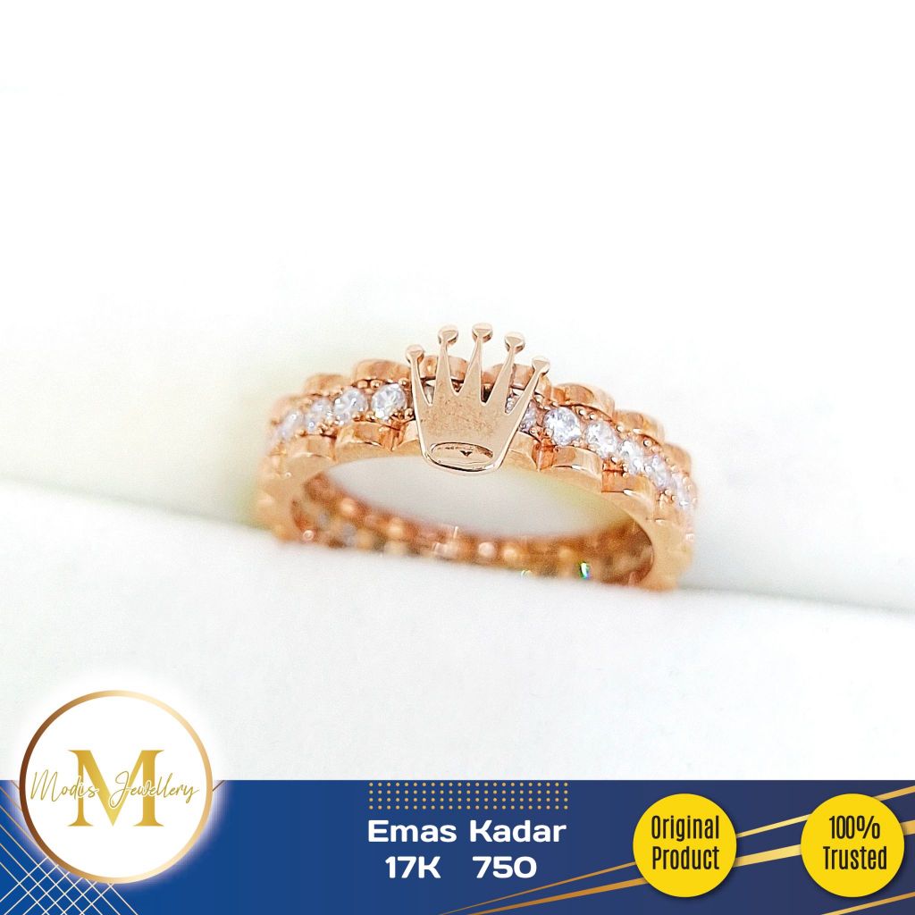 MODIS JEWELLERY - Cincin Crown Rolex Rosegold - Emas 17k 750