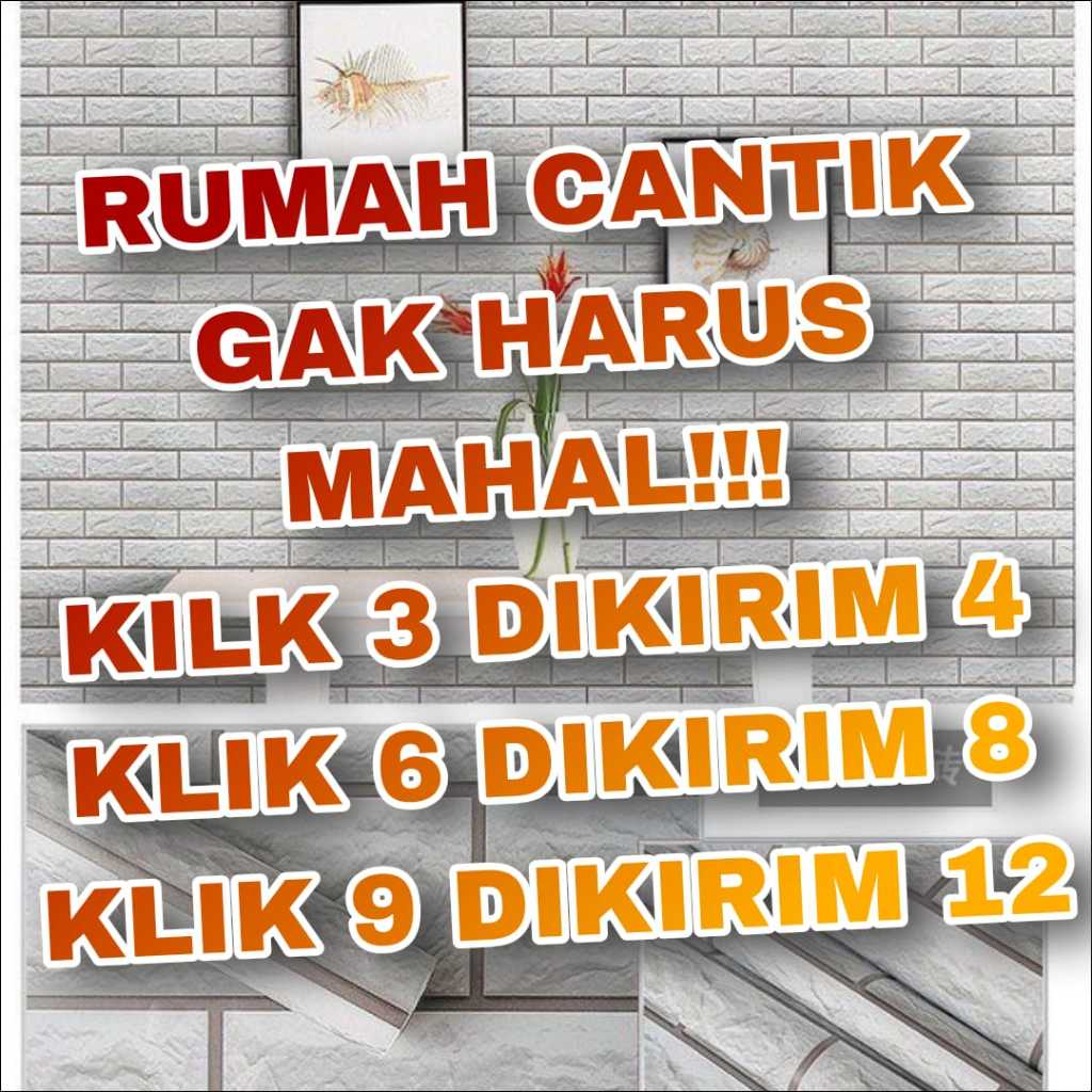 Promo Terbatas BELI 3 GRATIS 1 COD Terlaris Wallpaper Sticker Dinding Batu alam Batu bata 3D | Hitam