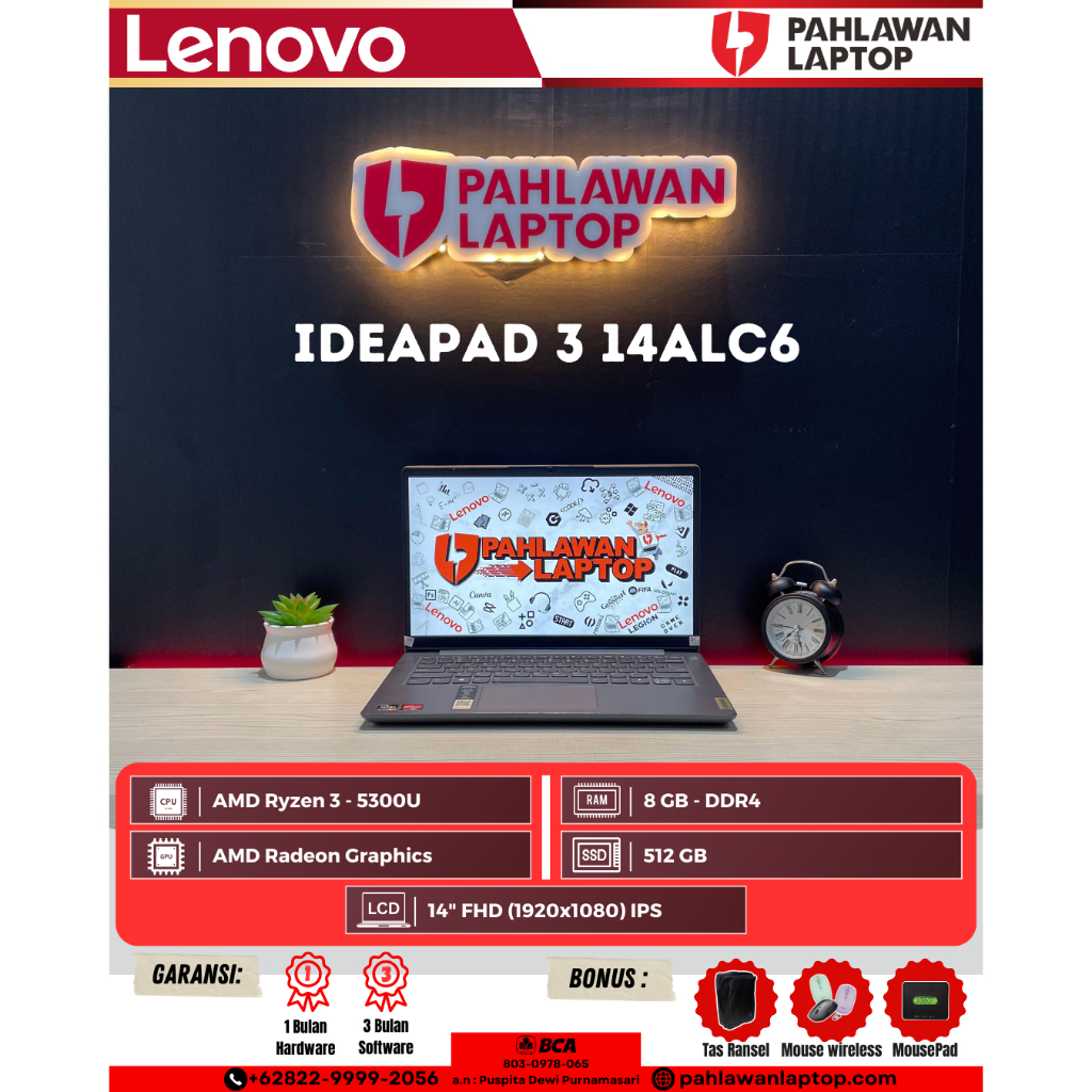 Laptop Lenovo IdeaPad 3 14ALC6 AMD Ryzen 3-5000 Series/8/512