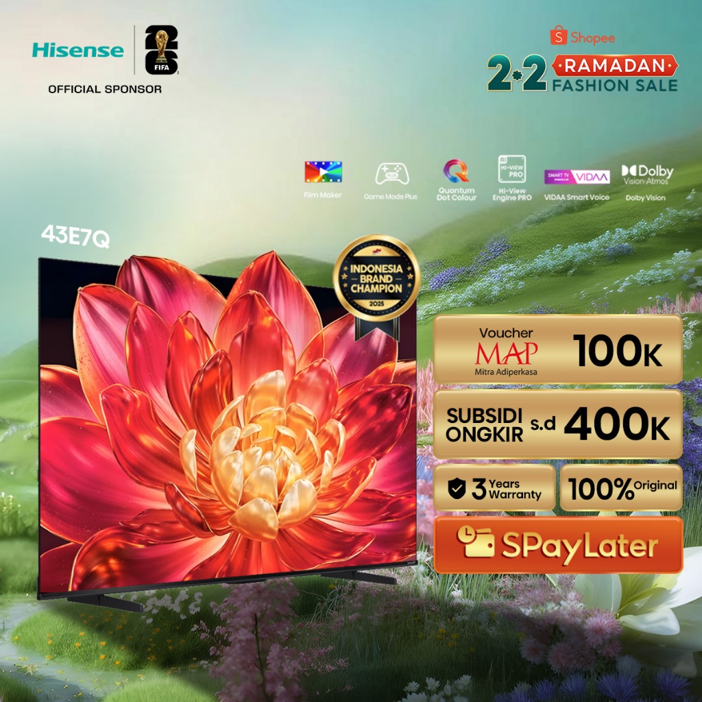 Hisense TV E7Q Vidaa Smart Digital QLED TV 43/50/55/65/75 inch Filmmaker Mode Quantum Dot Colour Dol