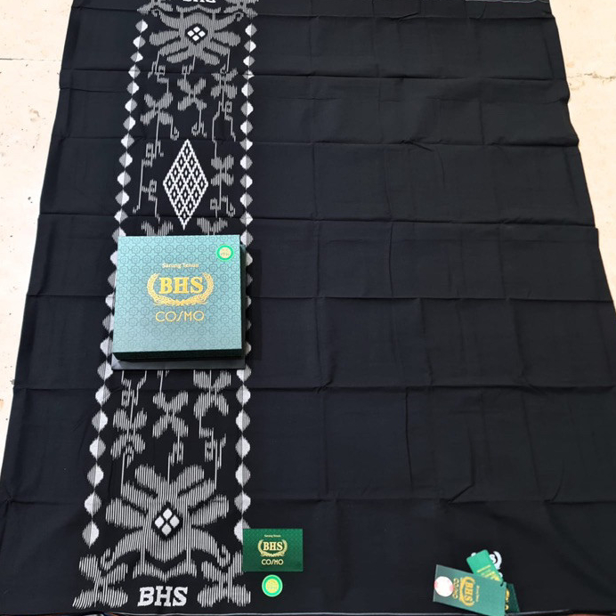 Promo Murah  Sarung BHS Cosmo Polos Hitam GOLD//bhs hitam//Sarung Bhs