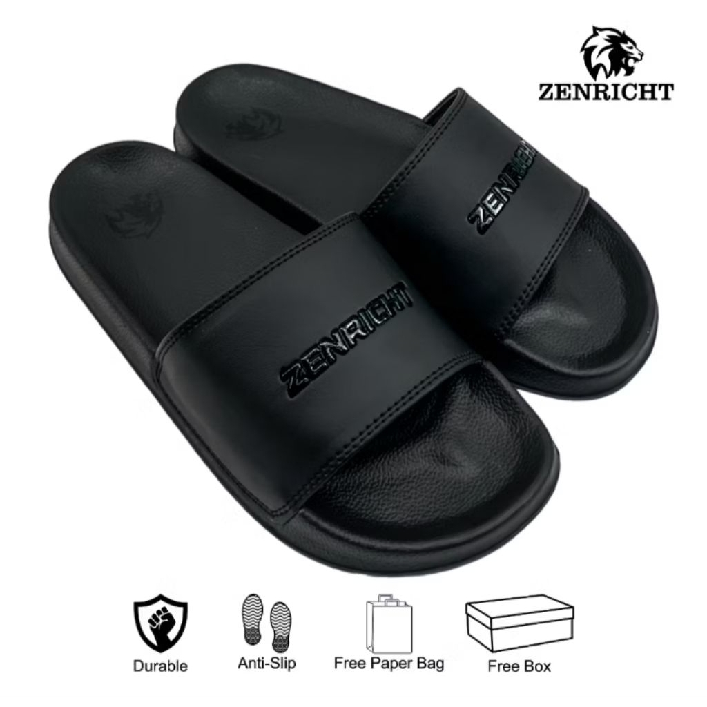 Zenricht - Sendal Slop Pria Zfull Black - Hitam (UK 43)