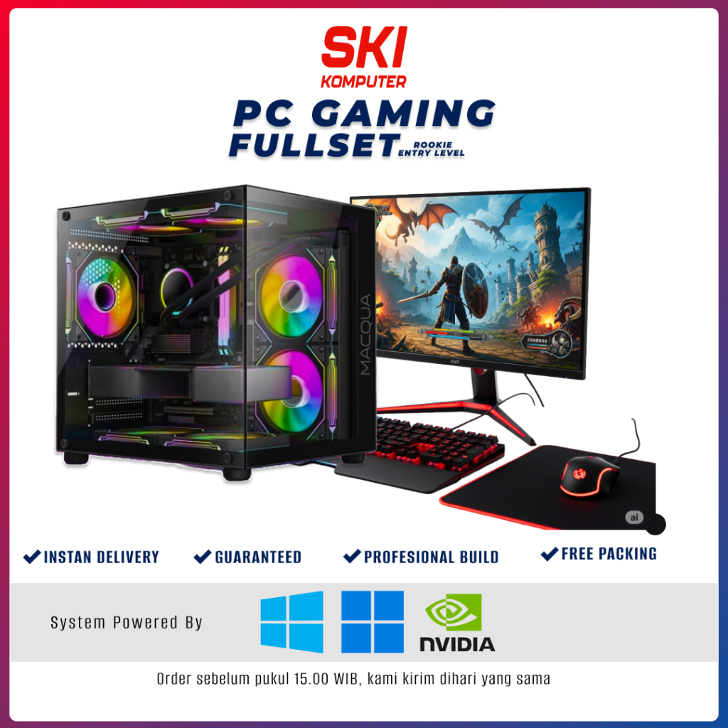 Pc Rakitan Fullset Gaming Core I5 4590 GTX 750 Ti Ram 16GB SSD 512GB Monitor LED 24 Inch - Baru Berg
