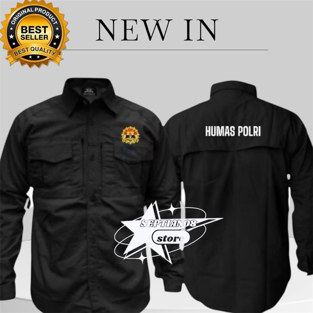 kemeja tactical humas polri terbaru full bordir lengan panjang baju humas polri free nama