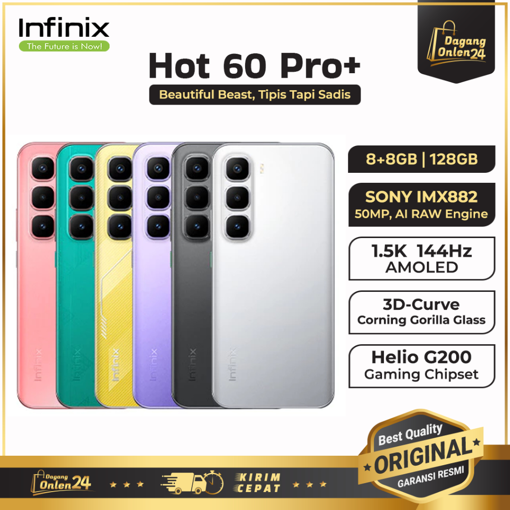 Infinix Hot 60 Pro+ 8/256GB HP Gaming 2 Jutaan Handphone Android HP Murah Ram Besar Terbaru