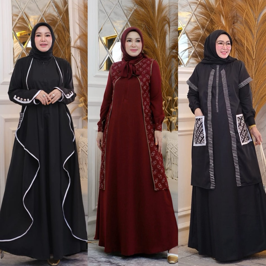 MAHESWARI DRESS BATIK VELOURA DRESS BATIK AZZAHRA DRESS SET 2in 1 GAMIS BATIK INNER OUTER