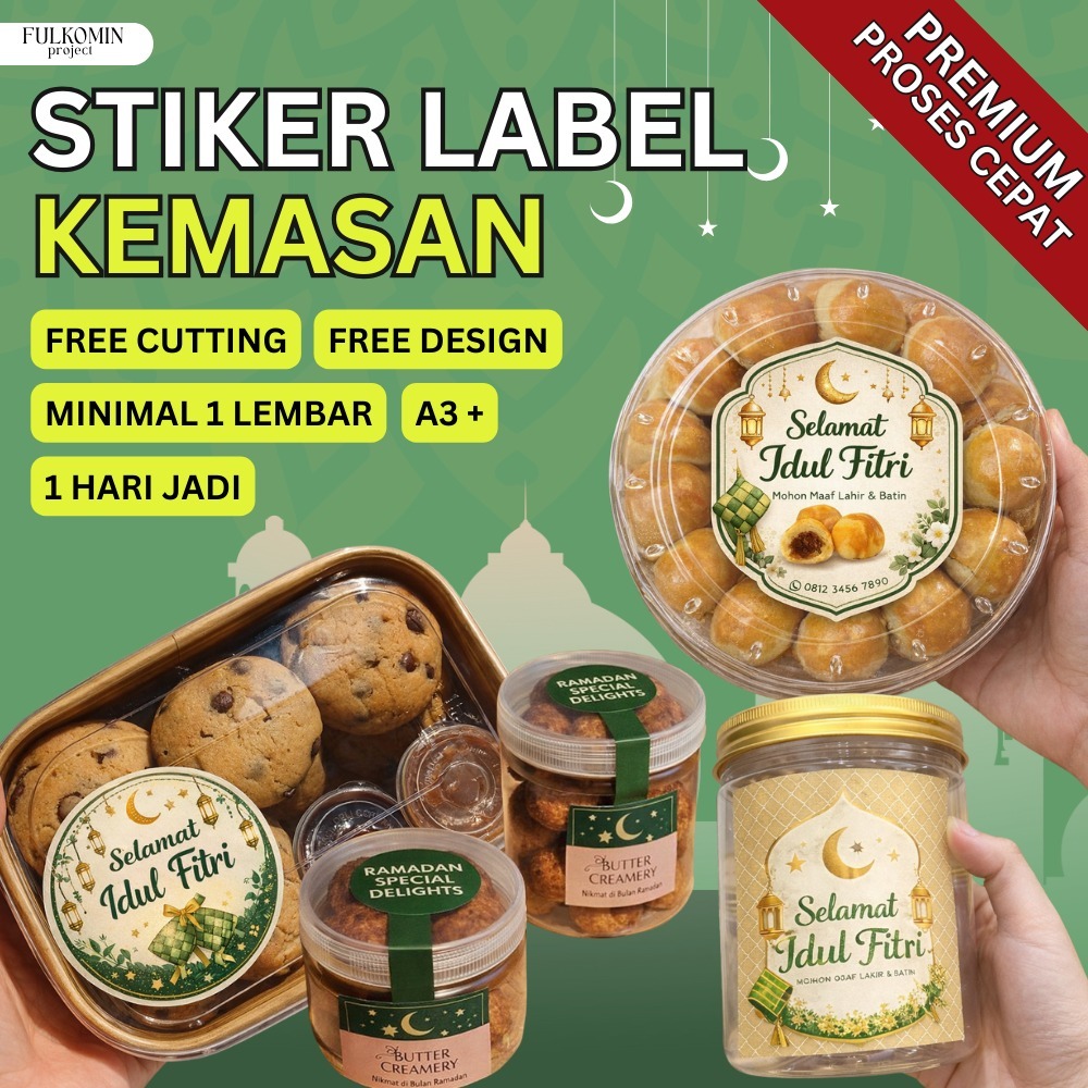 Stiker Toples Kue Lebaran Custom Nama | Sticker Kue Kering Idul Fitri Murah