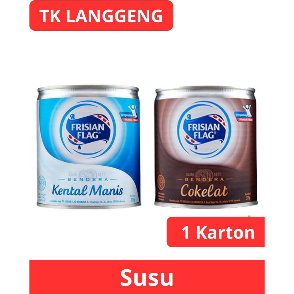 FRISIAN FLAG Susu Kental Manis Putih / Cokelat 370gr 1 Karton