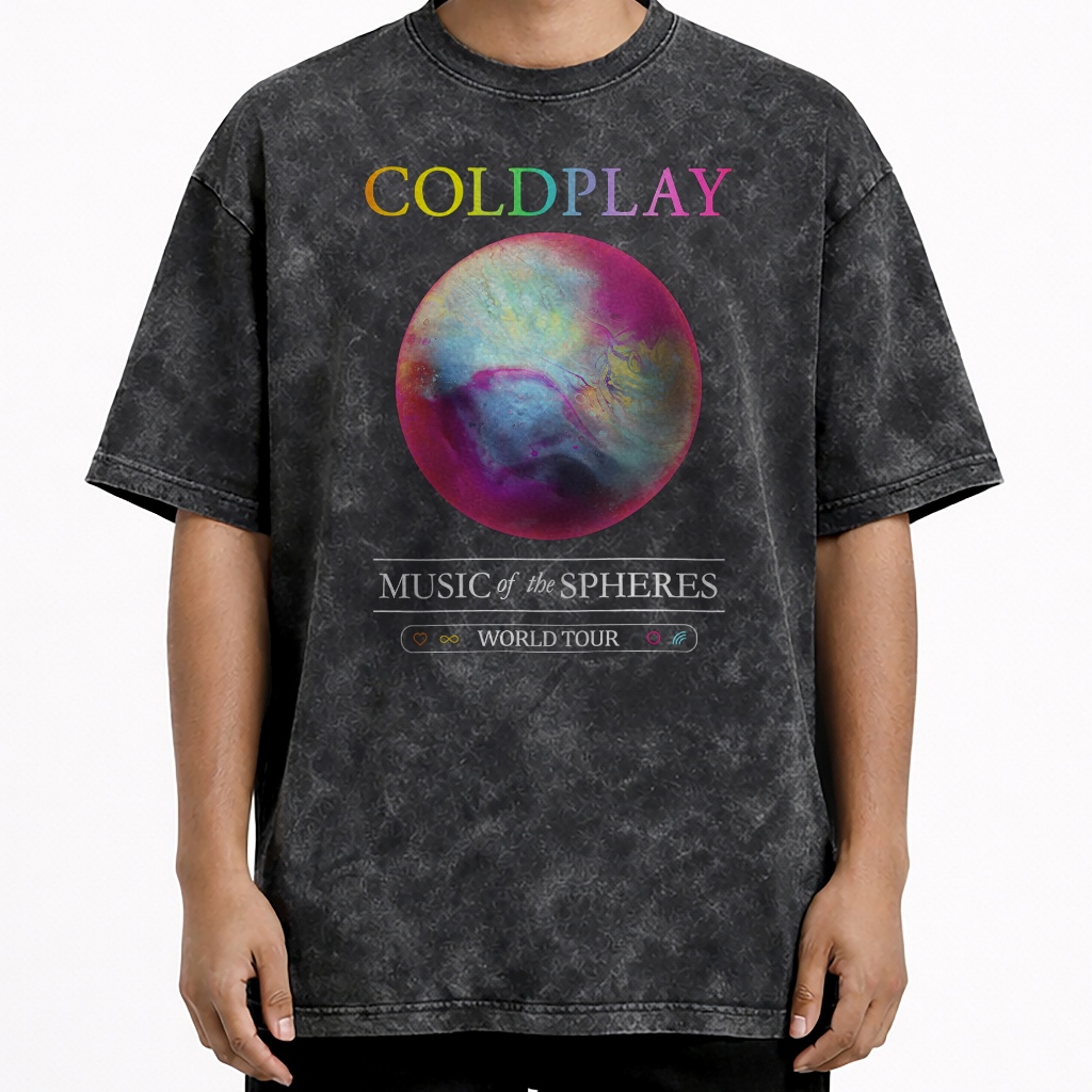 Kaos Coldplay Oversize Washed Premium Unisex