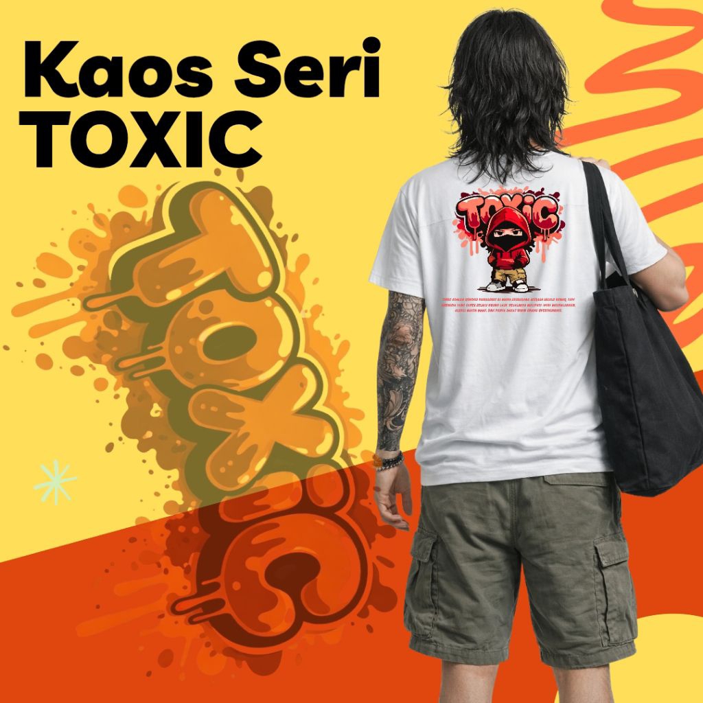 Kaos T-shirt Distro Toxic Chaos murah berkualitas| Kaos kata kata toxic keren|T-Shirt Streetwear Tox
