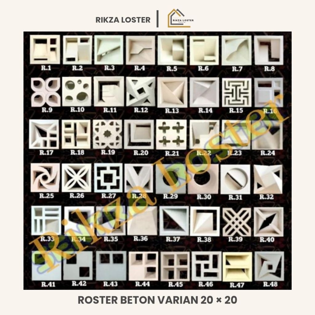 Roster Beton 20x20x10cm | Lubang Angin Motif Estetik | Free Ongkir | RIKZA LOSTER*