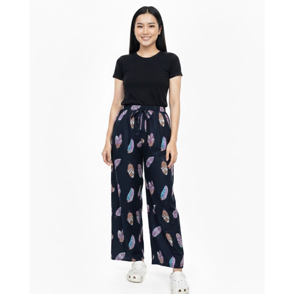 Celana Panjang Kulot Wanita Motif Jumbo Rayon Adem