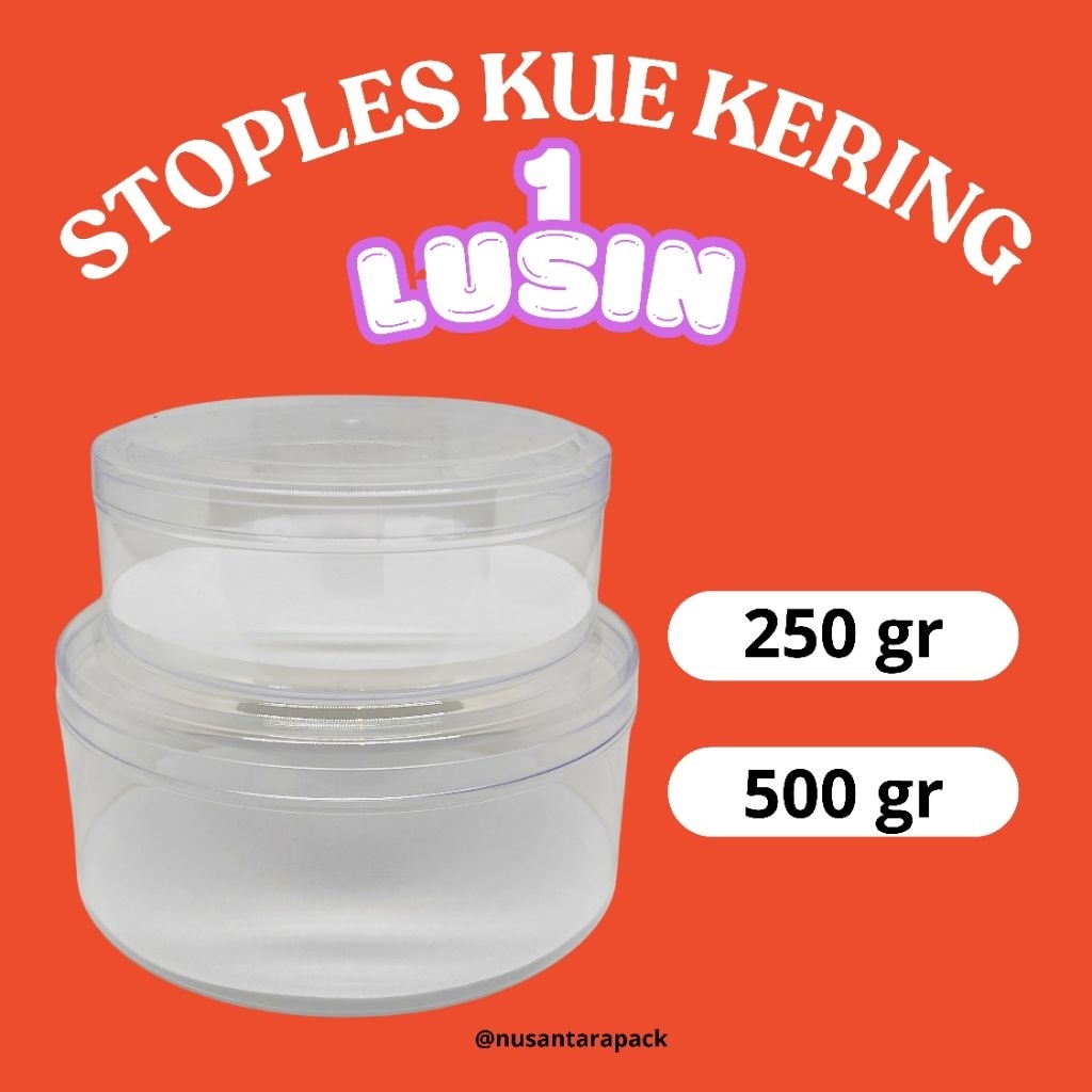 Toples Mika Bulat 250gr & 500gr Isi 12 Pcs | Toples Plastik Kue Kering Lebaran