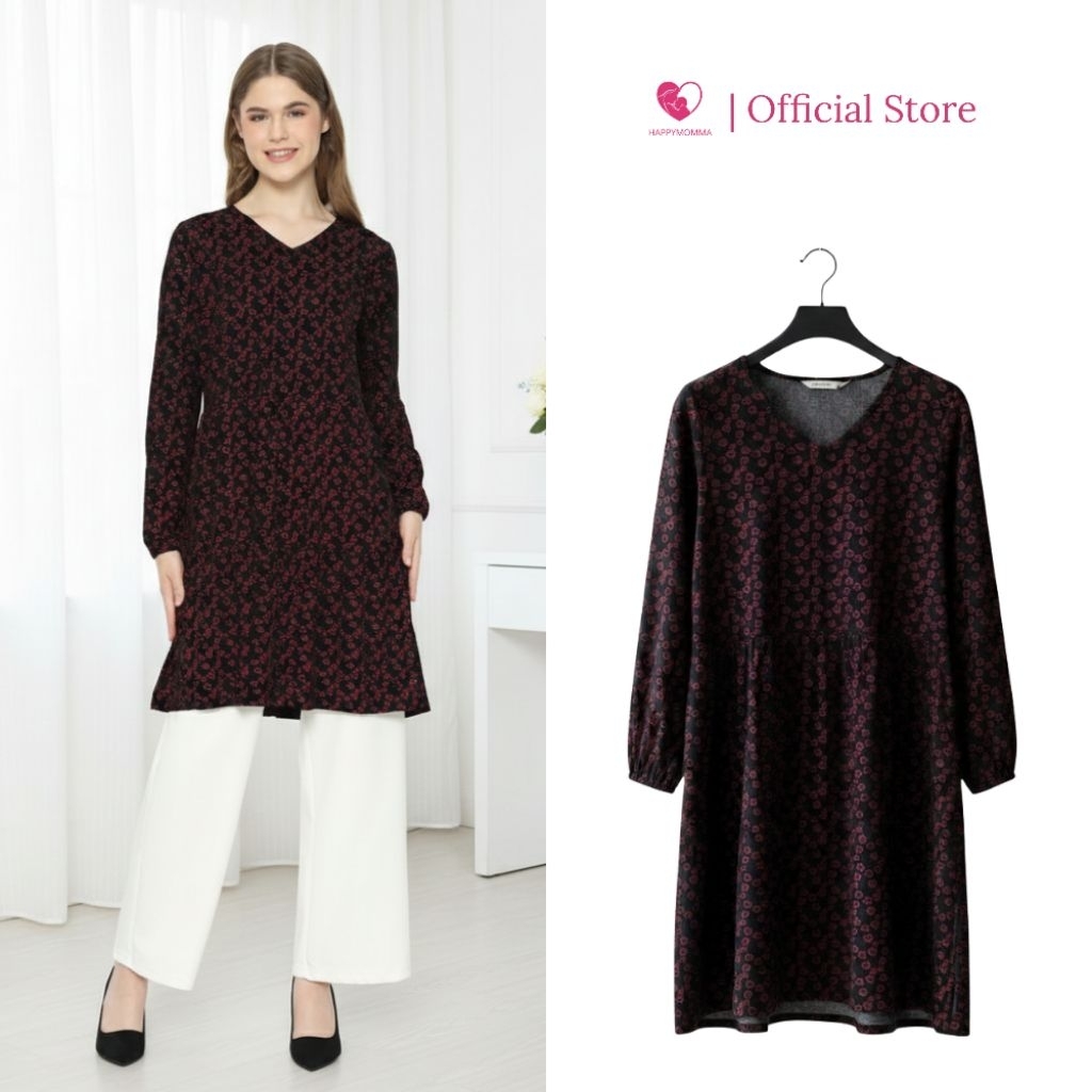Happymomma - Tunik Busui Friendly Bukaan Samping Warna Hitam