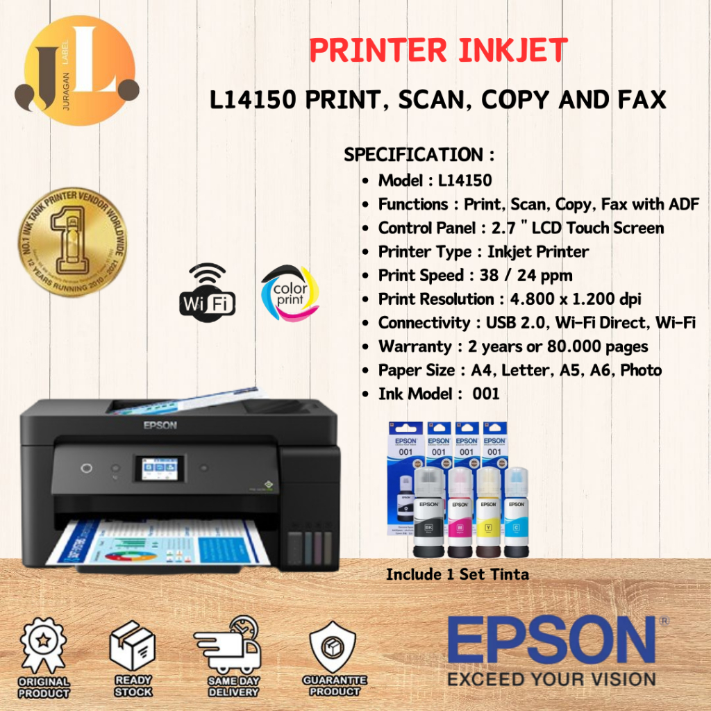Printer Epson EcoTank L14150 A3 Plus Wi-Fi Duplex Wide-Format All-in-One Ink Tank New