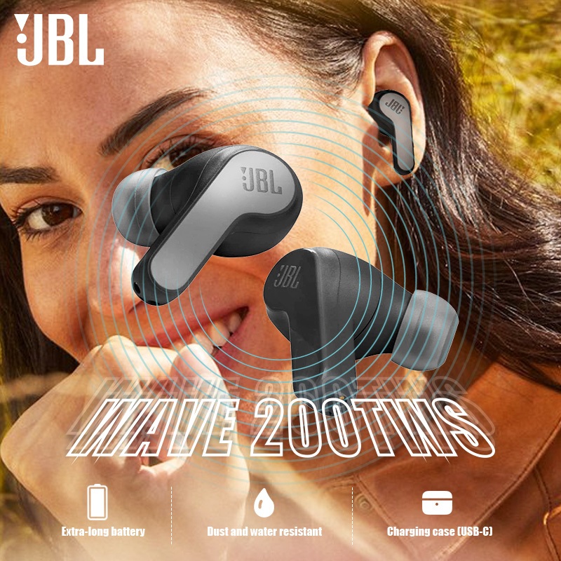 100% Original Headset Bluetooth JBL Wave 200TWS True Wireless In-Ear Noise Cancelling Headphones Rea