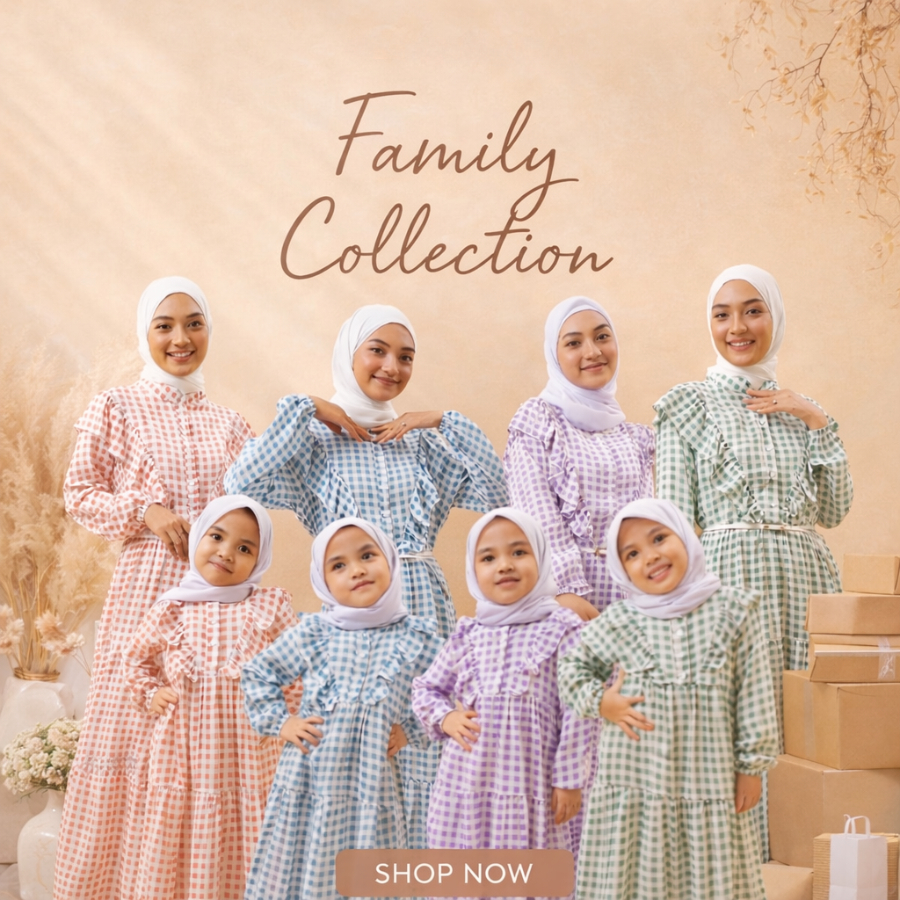 Baju Muslim kotak Frill couple/gamis kotak rempel couple