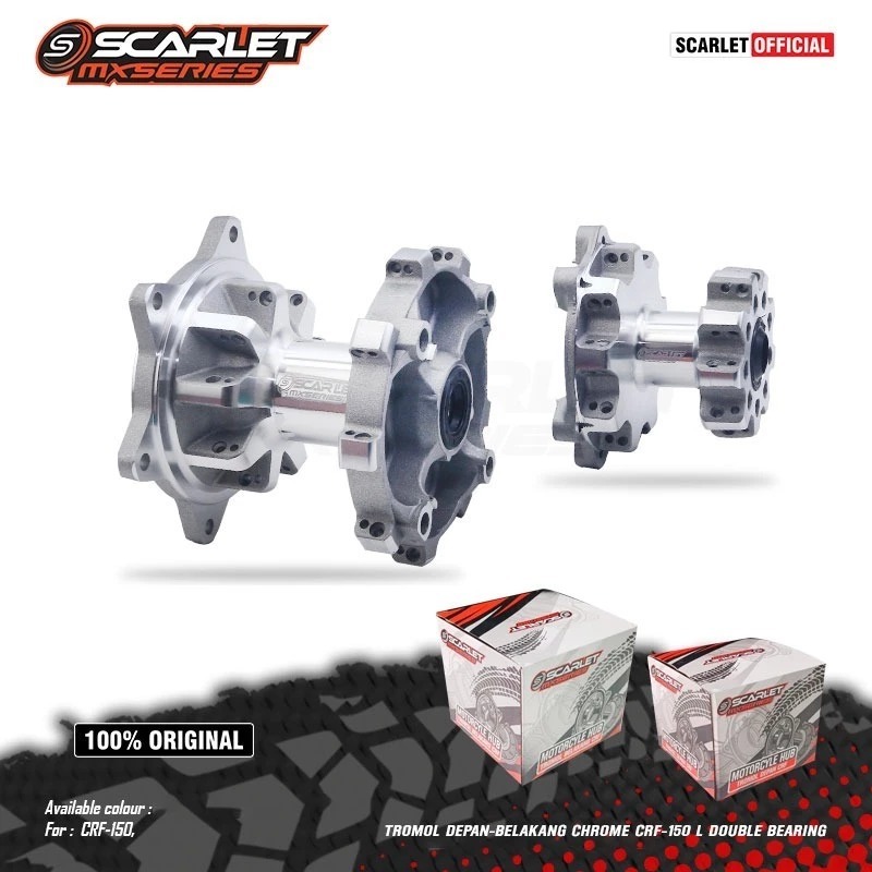 TROMOL SET SCARLET DEPAN BELAKANG CHROME CRF-150 L  36H DOUBLE BEARING