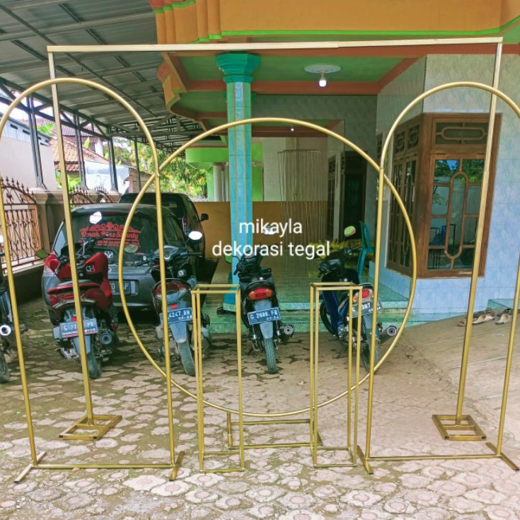 PAKET HEMAT DEKORASI LAMARAN DAN PERNIKAHAN GAWANG 3x3m (adjust) STANDING OVAL RING HULAHUP BACKDROP