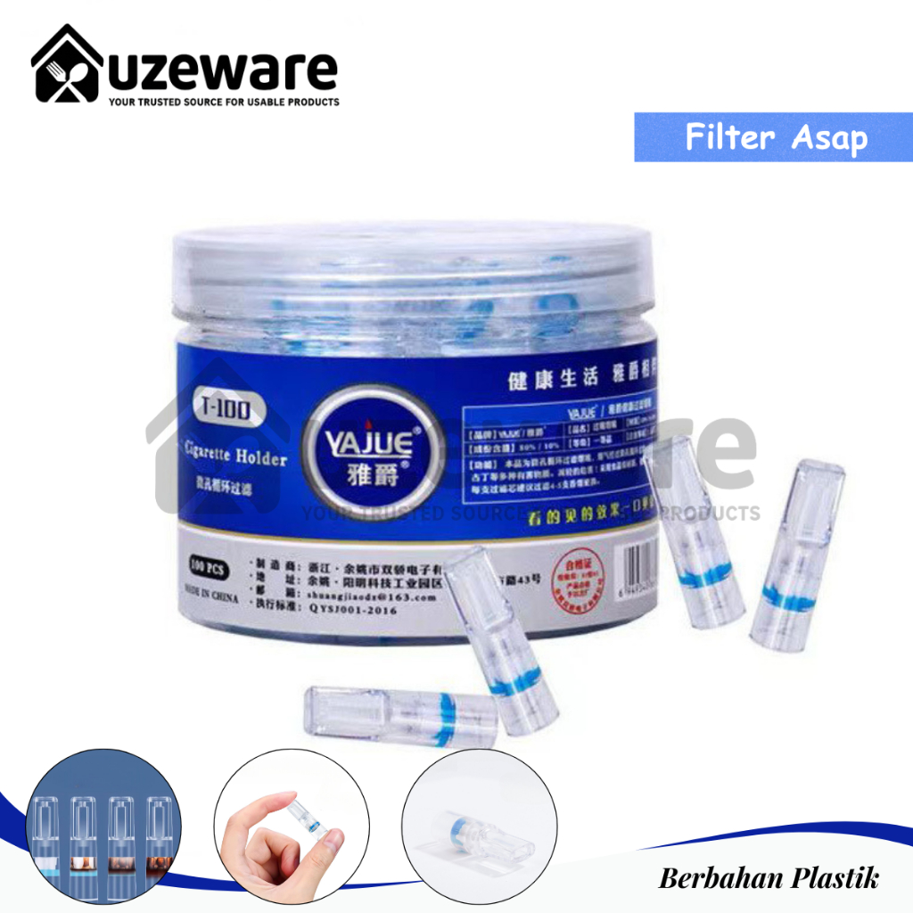 Uzeware YAJUE Cigarette Holder Filter Asap T-100 100pcs Anti Tar Transparan