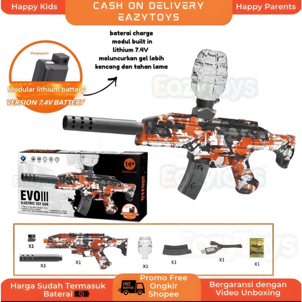 Mainan Anak Tembakan Electric Water Gel Blaster Mainan Tembakan Peluru Gel Otomatis (Aman dan Tidak 