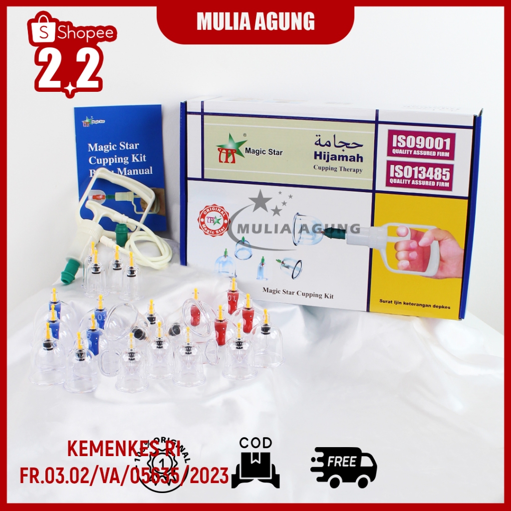 Kop Angin Isi 24 Kop Original Murah Tebal Lengkap / Alat Bekam isi 24 pcs Magic Star Cupping Therapy