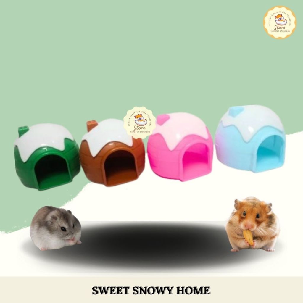 RUMAH HAMSTER SWEET HAMSTER SNOWY HOME DENGAN HIASAN ATAP SALJU