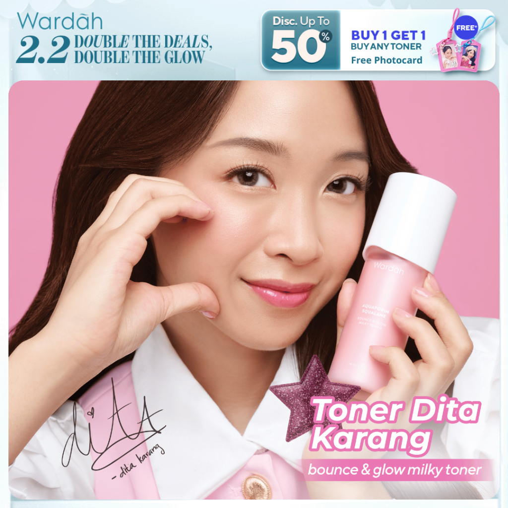 WARDAH Aquaporin Squalane Bounce & Glow Milky Toner 95 ml - Toner Meningkatkan Hidrasi dan Memperbai