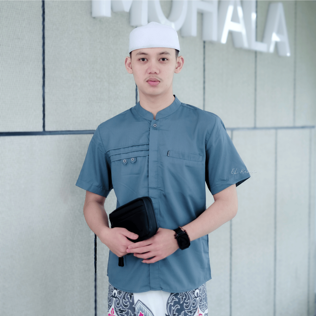 Baju Koko Pendek Terbaru Elrumi Motif Hadji