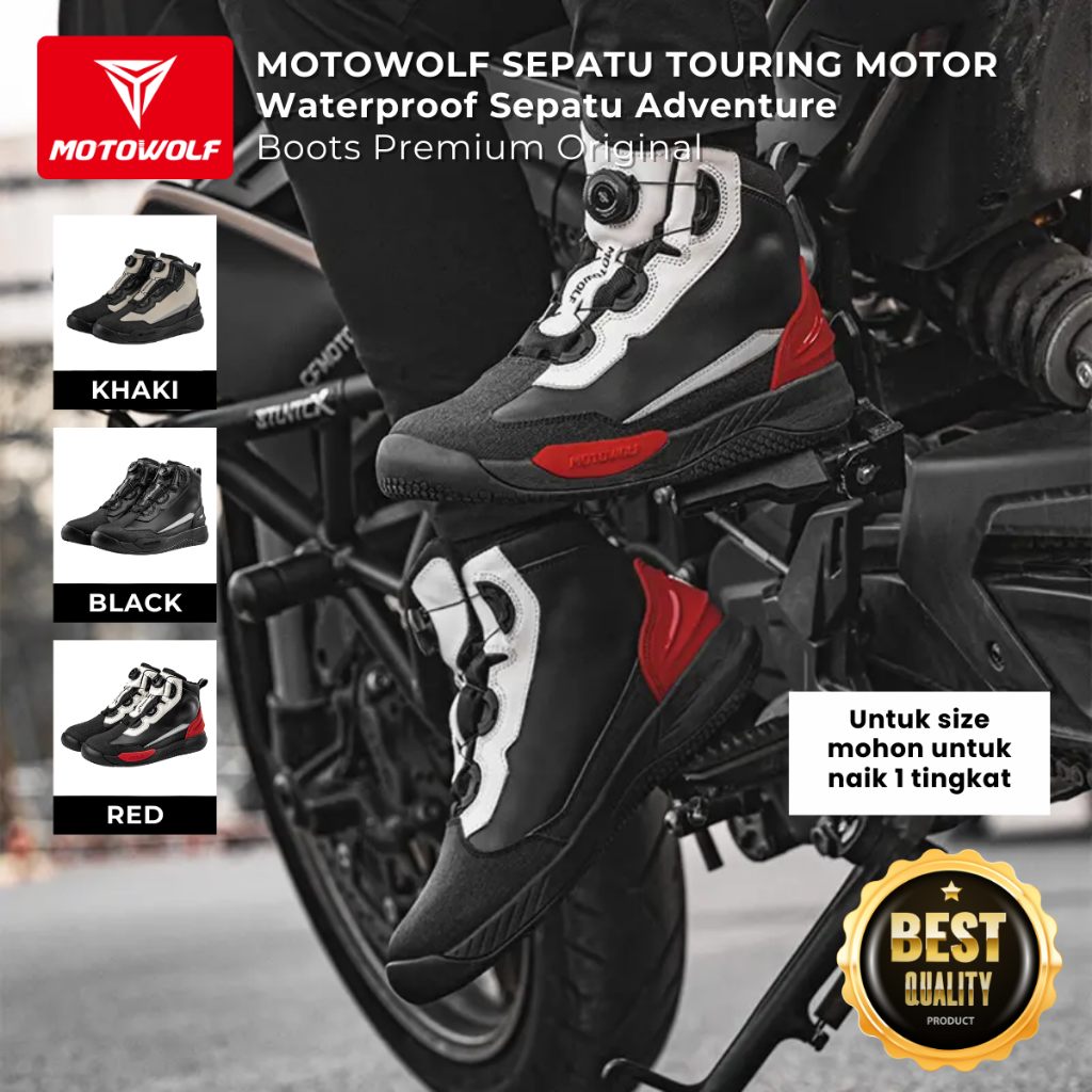 Motowolf Sepatu Touring Motor Waterproof Sepatu Adventure Boots Premium