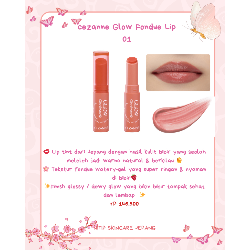 PO jepang -- cezanne Glow Fondue Lip original cezanne