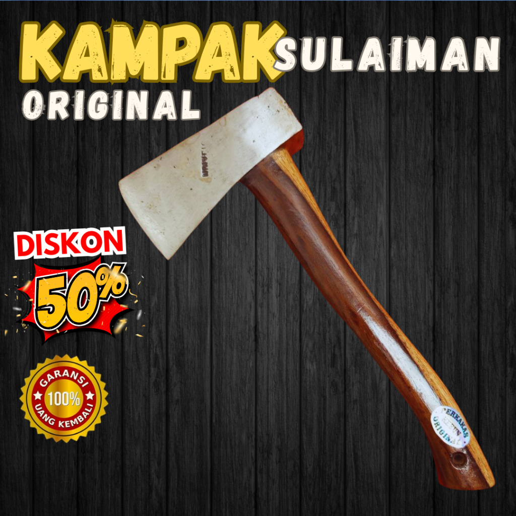 Kampak Sulaiman Baja Asli Peralatan kebun Potong Kayu Belah Bambu > Kapak Sulaiman Baja Asli Origina