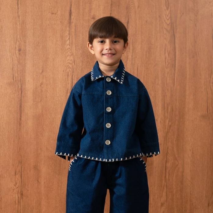 SABINE AND HEEM - BODHI Denim Sashiko Jacket - Jaket Anak