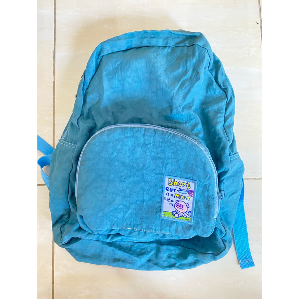 PRELOVED CRSL Foldable Bag Backpack Blue tas lipat CRSL